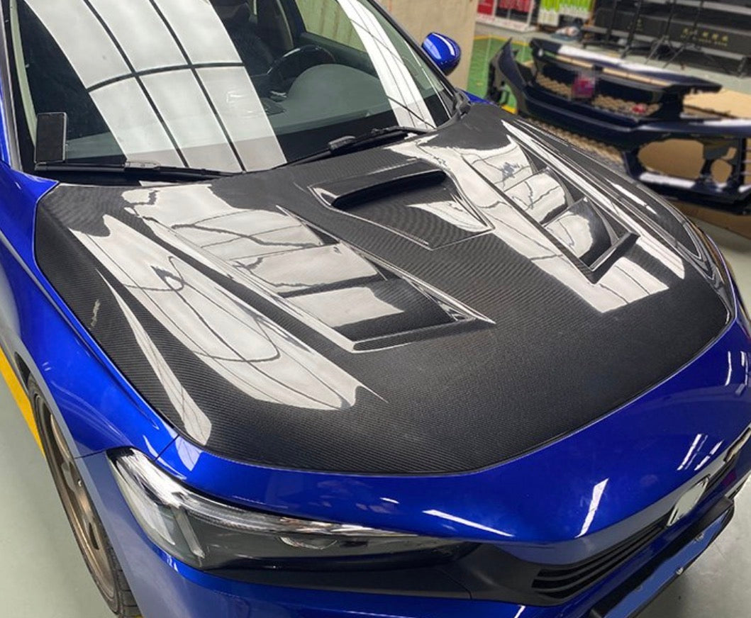 2022–2025 Honda Civic (FE1/FE2/FE4) Carbon Fiber Mugen-Style Hood