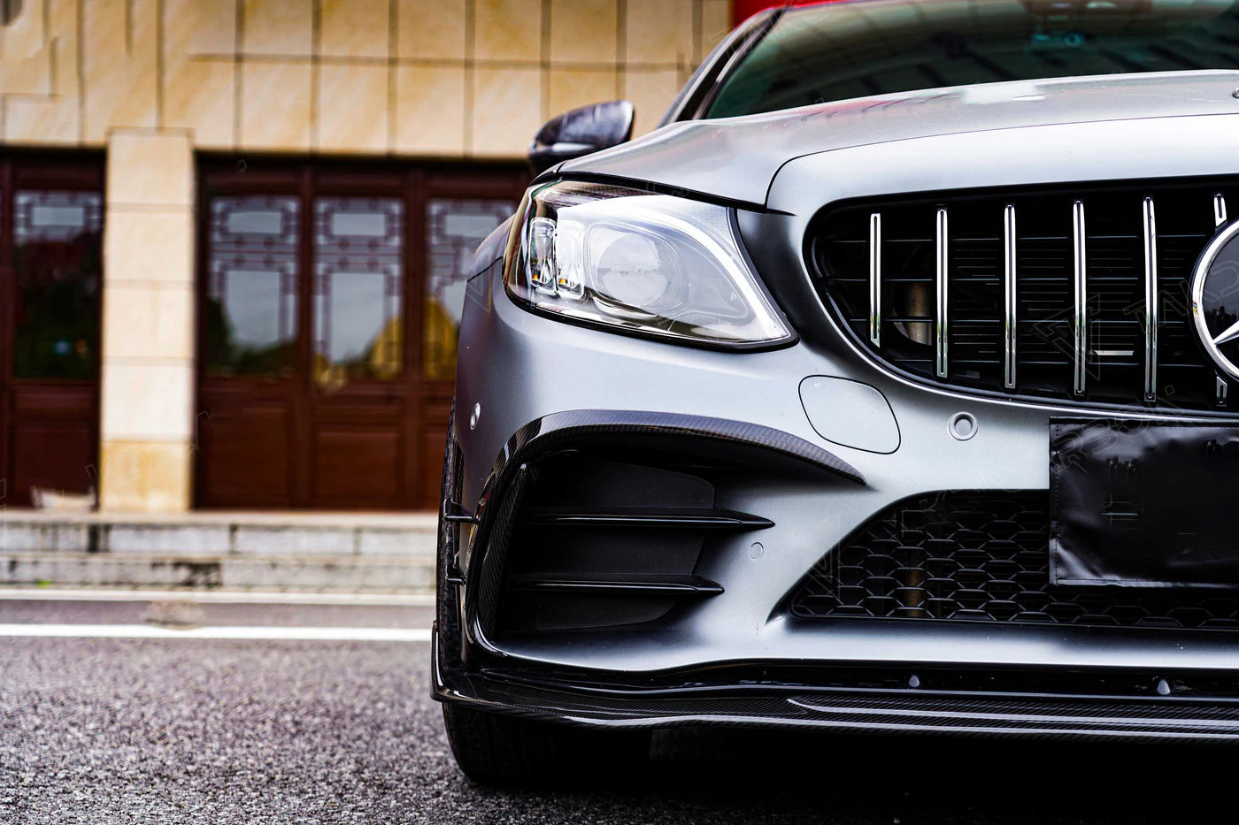 Mercedes Benz AMG C43 Coupe Dry Carbon Fiber Front Bumper Fog Light Trim