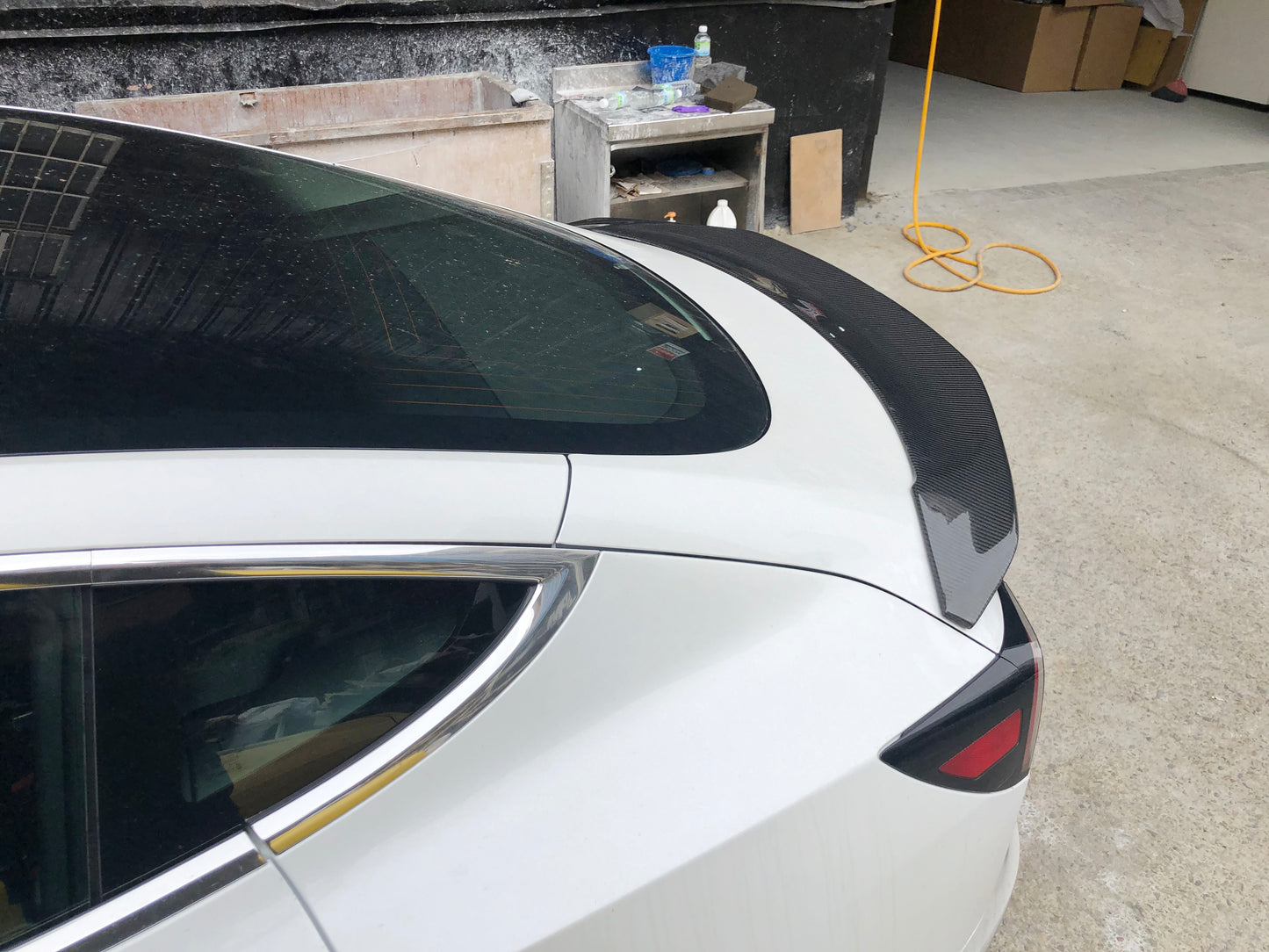 2017+ Tesla Model 3 V Style Carbon Fiber Trunk Spoiler